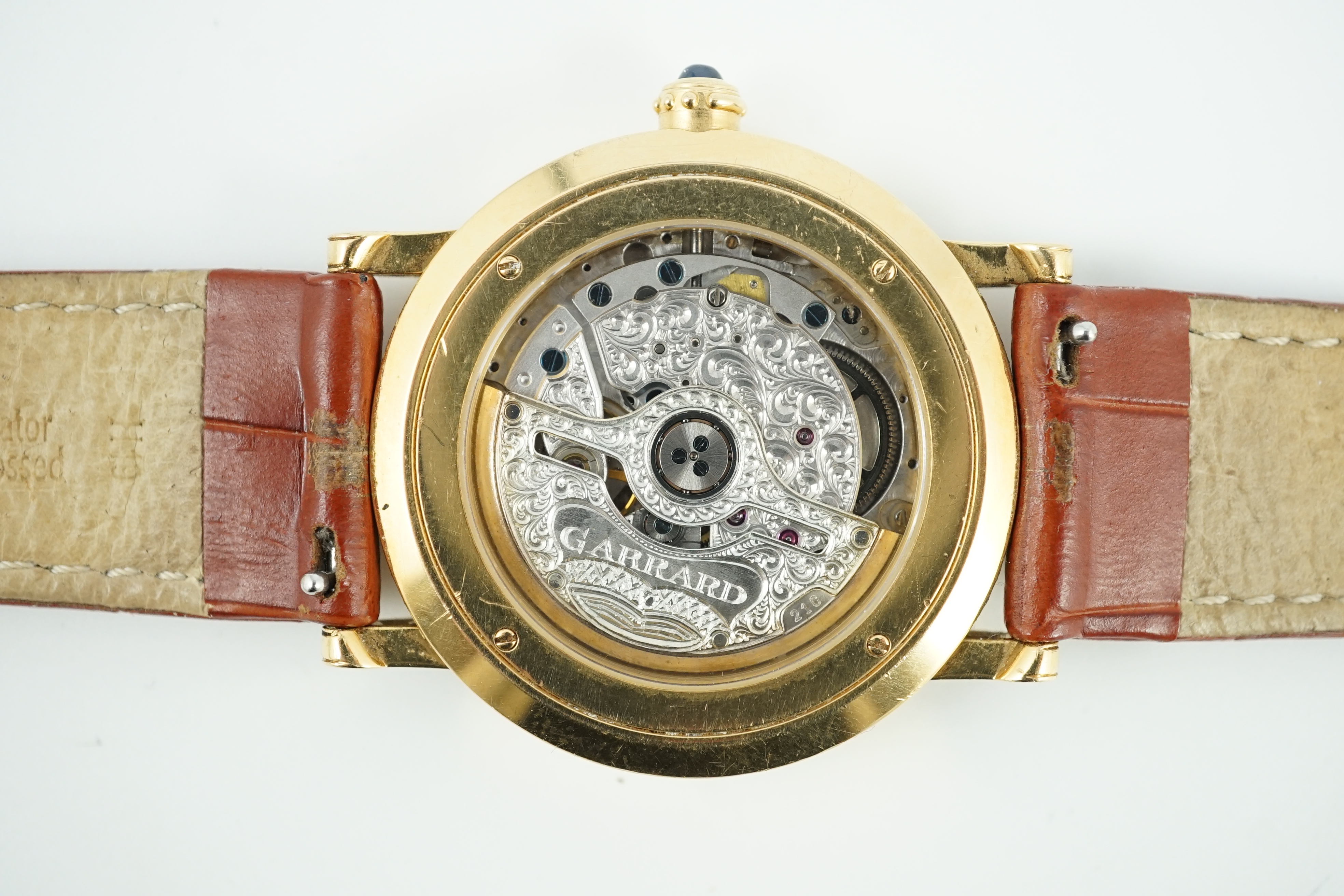 A gentleman's Garrard 18ct gold 150th anniversary automatic wrist watch